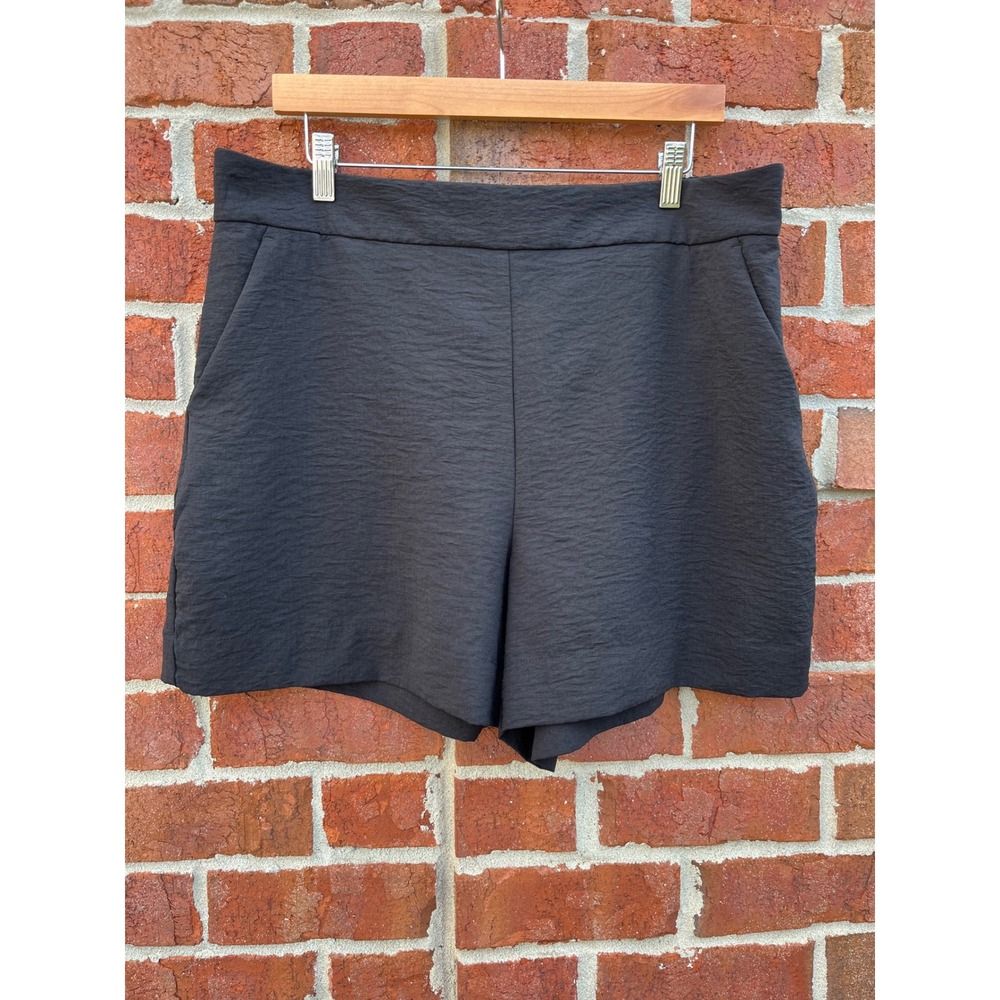 Nine West Womens Black Textured Elastic Back Side Zip Shorts XL RN73277
